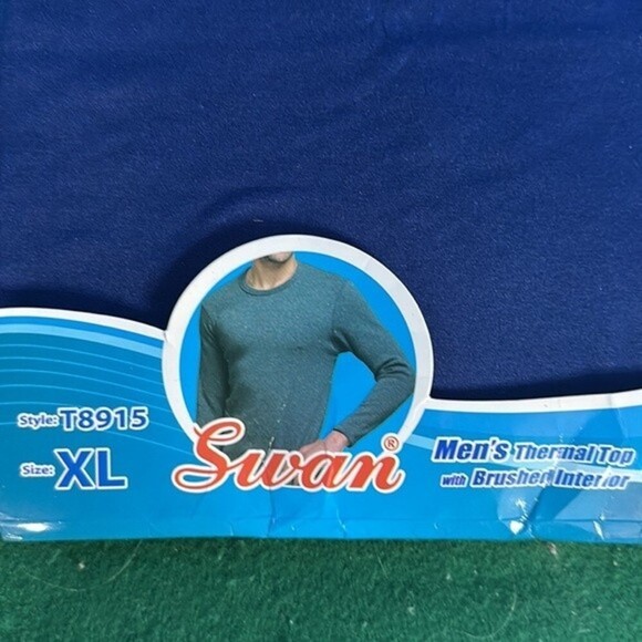 Swan Dark Blue Thermal Long Sleeve Top XL Brushed Interior Warm Base Layer Shirt - Picture 2 of 3